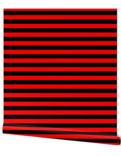 Halloween Holiday 1 inch Black and Red Devil Witch Stripes Wallpaper