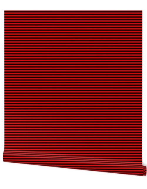 Halloween Holiday 1/2 inch Black and Red Devil Witch Stripes Wallpaper