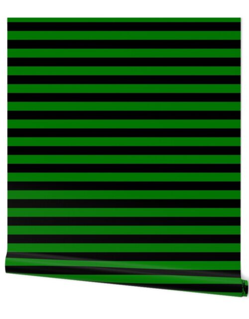Halloween Holiday 1 inch Black and Alien Green Witch Stripes Wallpaper