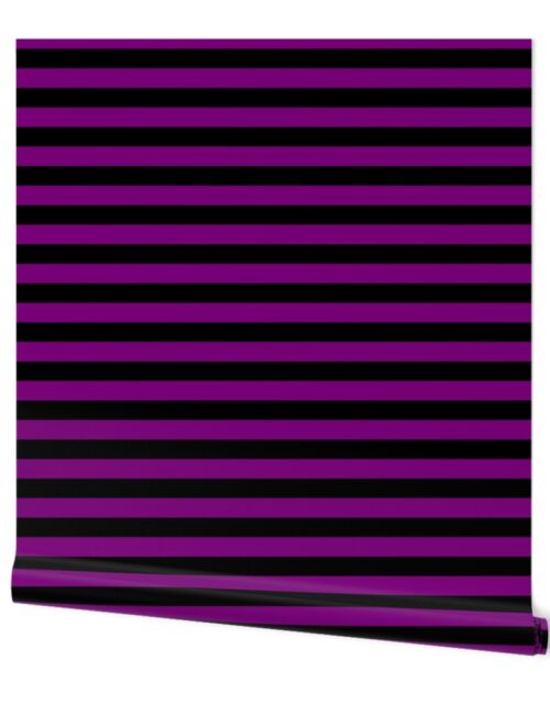 Halloween Holiday 1 inch Black and  Zombie Purple Witch Stripes Wallpaper