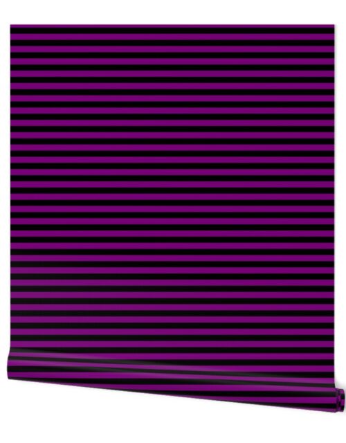 Halloween Holiday 1/2 inch Black and  Zombie Purple Witch Stripes Wallpaper