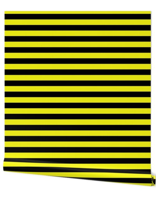 Halloween Holiday 1 inch Black and  Cats Eye Yellow  Witch Stripes Wallpaper