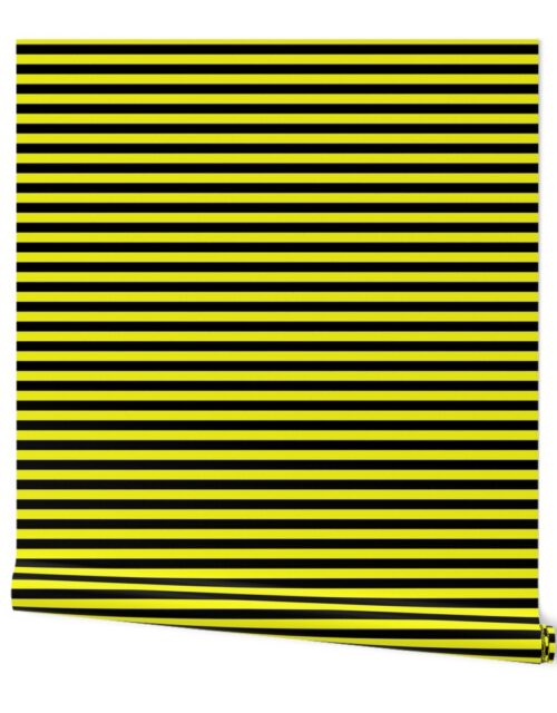 Halloween Holiday 1/2 inch Black and  Cats Eye Yellow  Witch Stripes Wallpaper