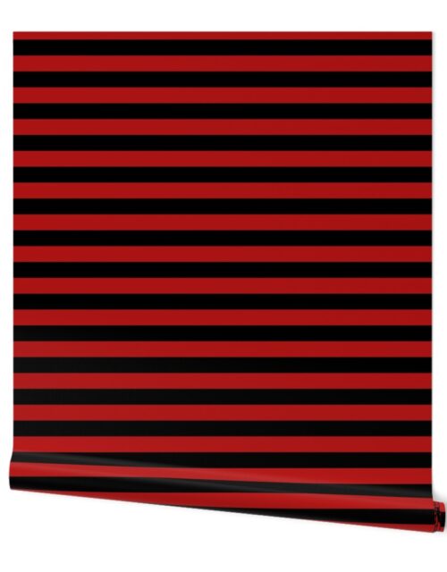 Halloween Holiday 1 inch Black and Blood Red Witch Stripes Wallpaper