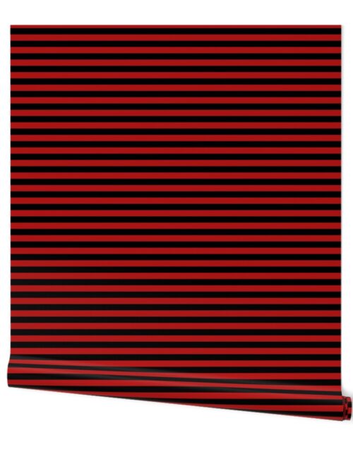 Halloween Holiday 1/4 inch Black and Blood Red Witch Stripes Wallpaper