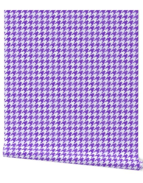 Large Royal Purple and White Handpainted Houndstooth Check Watercolor Pattern Wallpaper