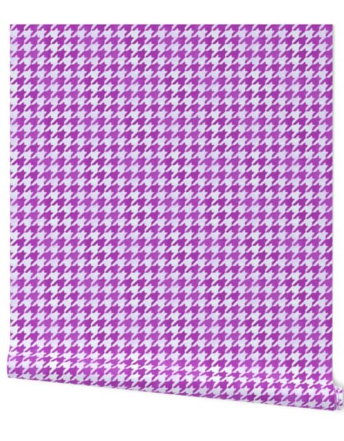 Large Magenta Purple and White Handpainted Houndstooth Check Watercolor Pattern Wallpaper