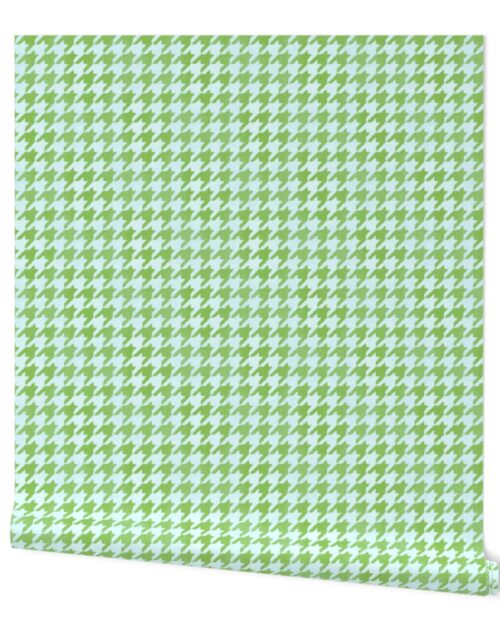 Lime Green  and White Handpainted Houndstooth Check Watercolor Pattern Wallpaper