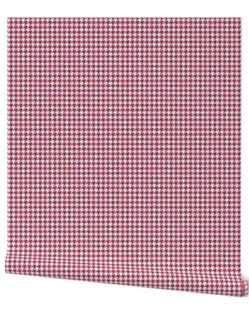 Burgundy Wine Red and White Handpainted Houndstooth Check Watercolor Pattern Wallpaper