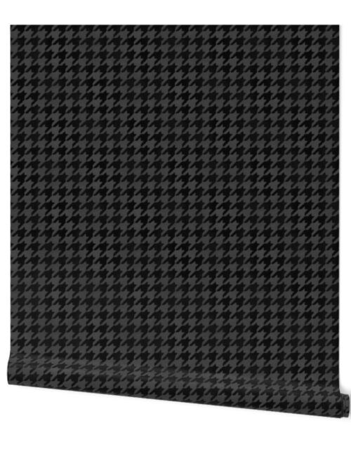 Soot Black and Ash Grey Handpainted Houndstooth Check Watercolor Pattern Wallpaper