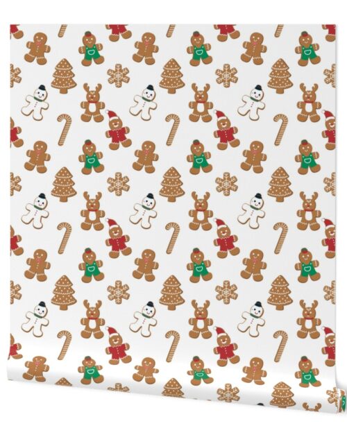 Christmas Gingerbread Biscuit Cookies on White Wallpaper