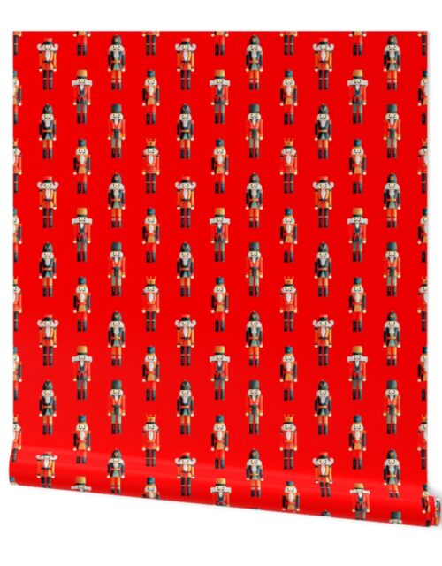 Soldier and King Christmas Nutcrackers Parade on Christmas  Red Wallpaper