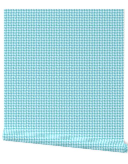 Small Aqua Blue and White Handpainted Houndstooth Check Watercolor Pattern Wallpaper