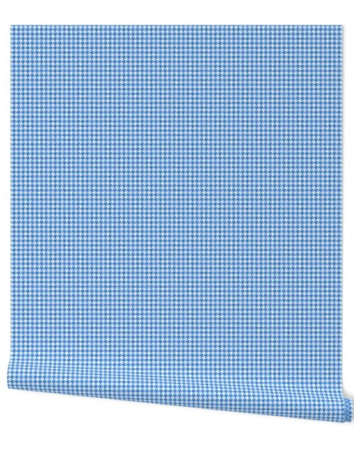 Small Mid Blue and White Handpainted Houndstooth Check Watercolor Pattern Wallpaper