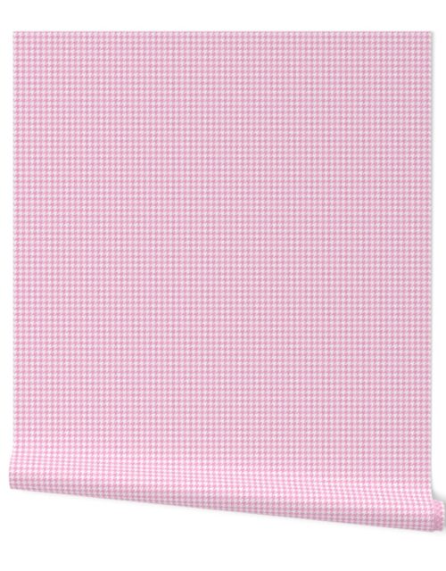 Small Candy Pink and White Handpainted Houndstooth Check Watercolor Pattern Wallpaper