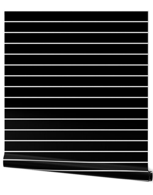 2  inch Classic Horizontal White Baseball Stripe Lines On Black Wallpaper