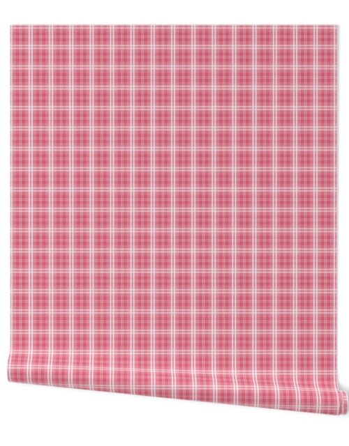 Small Shaded Nantucket Red and White Tartan Plaid Check Wallpaper
