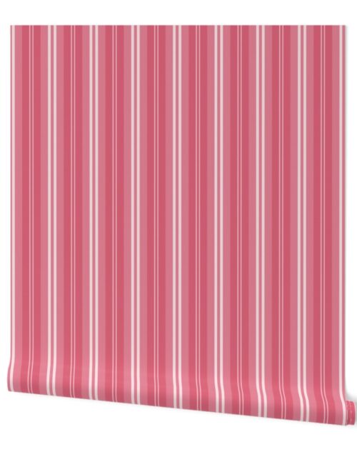 Nantucket Red and White Shades Pinstripe Wallpaper