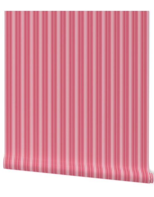 Small Nantucket Red and White Shades Pinstripe Wallpaper