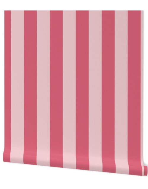 Large 3 inch Faded Nantucket Red Cabana Tent Stripes Wallpaper