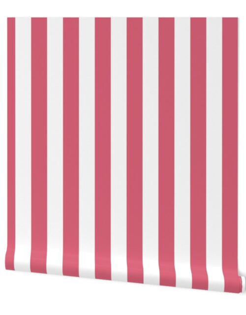 2 inch Nantucket Red and White Cabana Tent Stripes Wallpaper