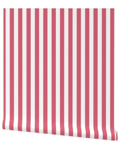 1 inch Nantucket Red and White Cabana Tent Stripes Wallpaper
