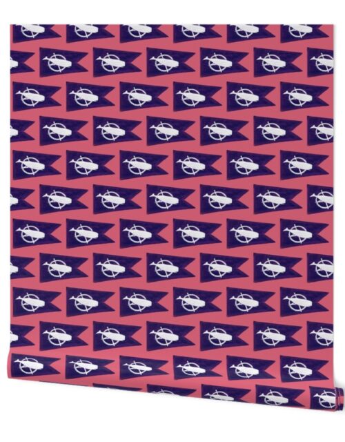 Nantucket Sperm Whale Burgee Flag  on Nantucket Red Hand-Painted Wallpaper