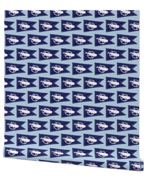 Nantucket Sperm Whale Burgee Flag   Handpainted on Pale Blue Wallpaper
