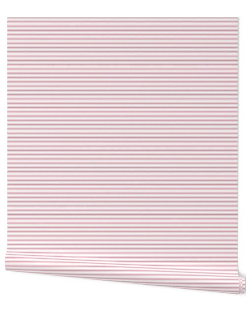 Small Horizontal Nantucket Red Mattress Ticking Stripes on White Wallpaper