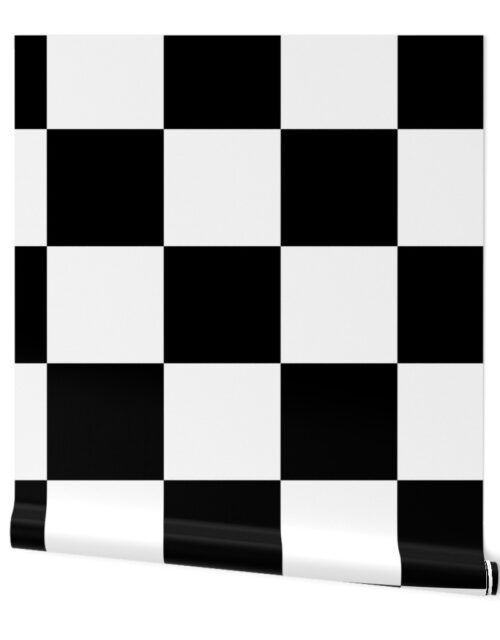 Gigantic Jumbo 10 inch Check – Black and White Checker Board Pattern Wallpaper