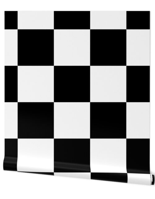 Gigantic Jumbo 8 inch Check – Black and White Checker Board Pattern Wallpaper