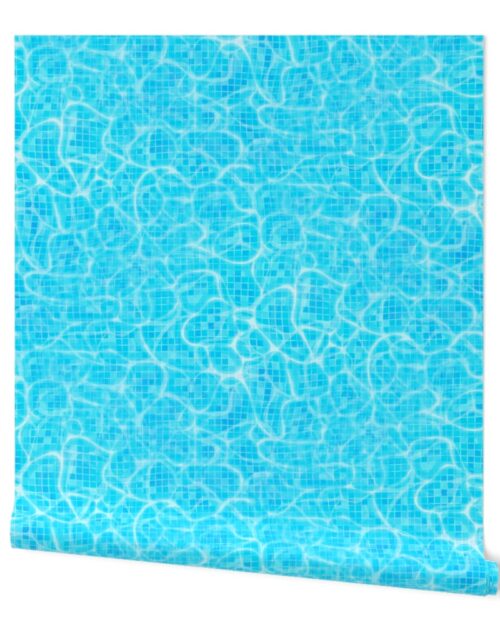 Blue Water Swirls Underwater Swimming Pool Mosaic 1 Inch Tiles Wallpaper