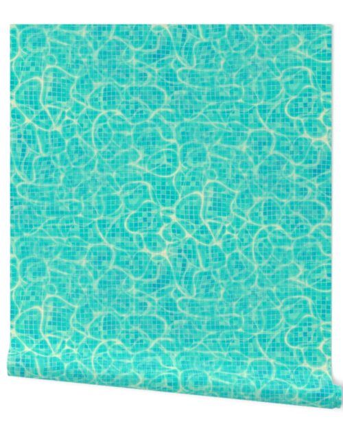 Aqua Blue Water Swirls Underwater Swimming Pool Mosaic 1 Inch Tiles Wallpaper