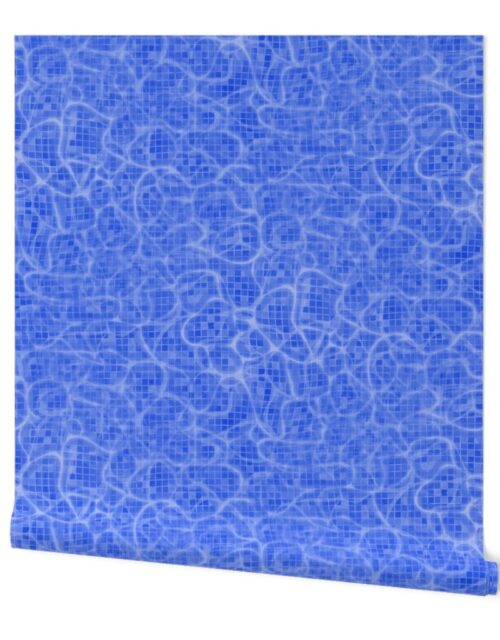Dark Blue Water Swirls Underwater Swimming Pool Mosaic 1 Inch Tiles Wallpaper