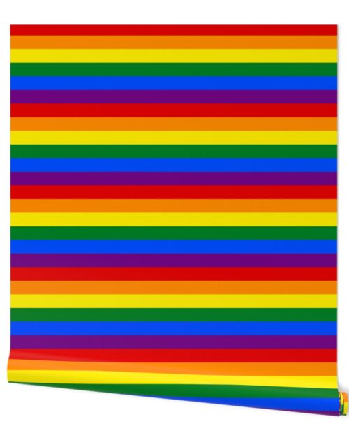 2 inch Horizontal Rainbow Pride Stripes Wallpaper
