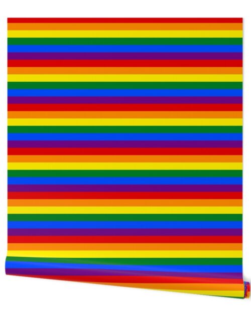 1 inch Horizontal Rainbow Pride Stripes Wallpaper