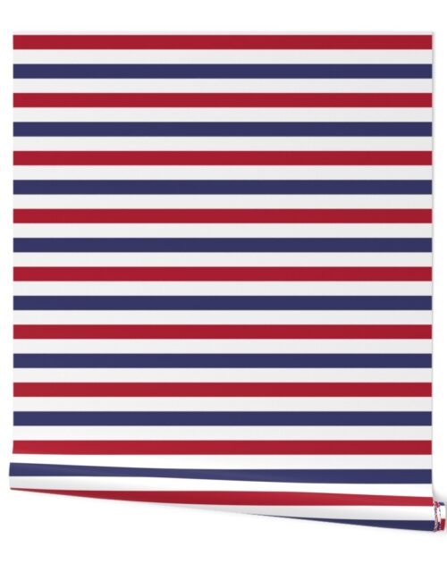 1 inch Flag Red, White and Blue Alternating H Stripes Wallpaper