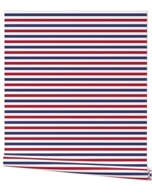 1/2 inch Flag Red, White and Blue Alternating H Stripes Wallpaper