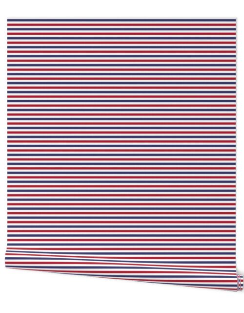 1/4 inch Flag Red, White and Blue Alternating H Pin Stripes Wallpaper