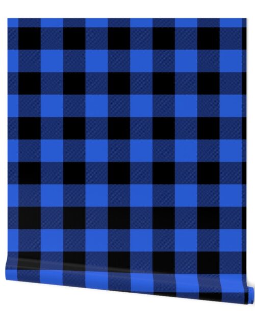 3 Inch Royal Blue and Black Lumberjack Buffalo Plaid Fabric Wallpaper