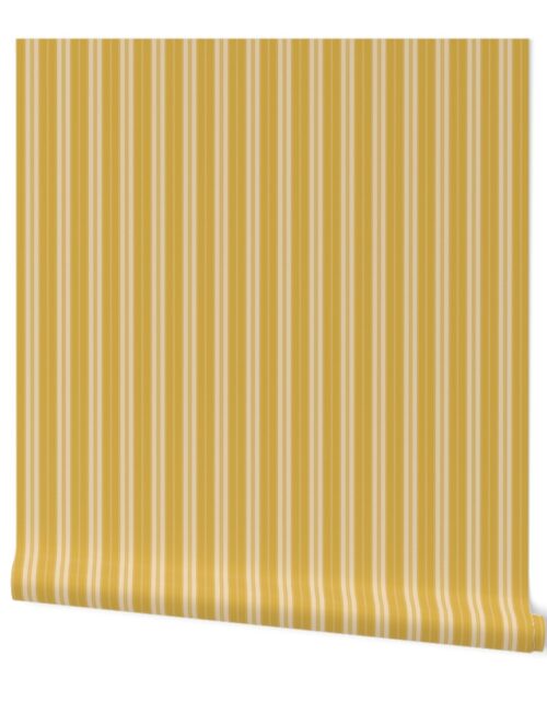 Spicy Mustard Yellow on Yellow Autumn Winter 2022 2023 Color Trend Mattress Ticking Wallpaper