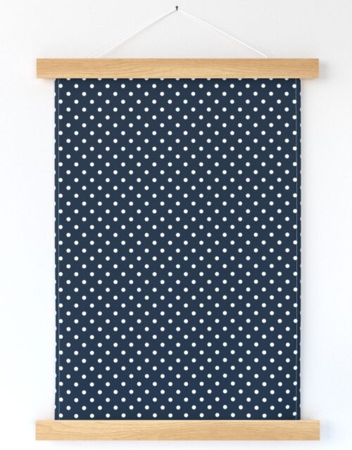 1/4 inch Classic White Polkadots on Navy Blue Wall Hanging