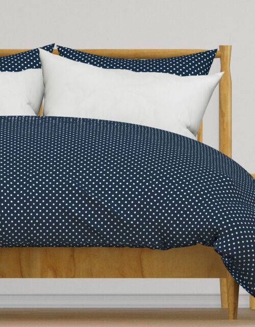 1/4 inch Classic White Polkadots on Navy Blue Duvet Cover