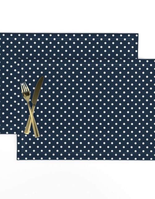 1/4 inch Classic White Polkadots on Navy Blue Placemats
