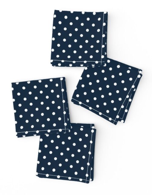 1/4 inch Classic White Polkadots on Navy Blue Cocktail Napkins