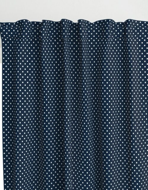 1/4 inch Classic White Polkadots on Navy Blue Curtains