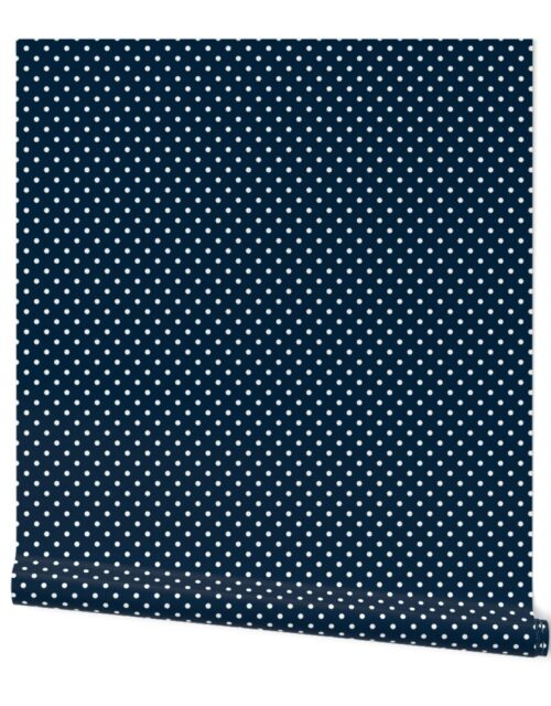 1/4 inch Classic White Polkadots on Navy Blue Wallpaper