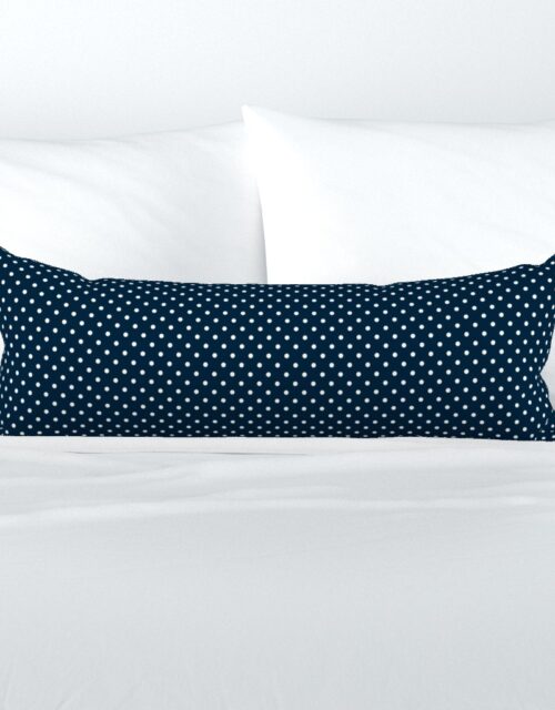 1/4 inch Classic White Polkadots on Navy Blue Extra Long Lumbar Pillow