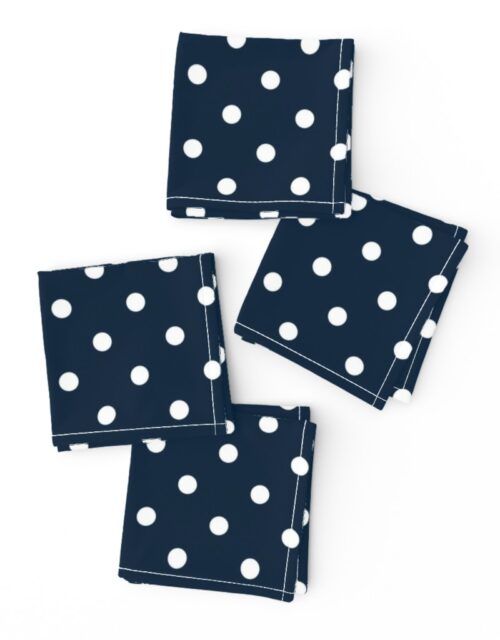 1/2 inch Classic White Polkadots on Navy Blue Cocktail Napkins