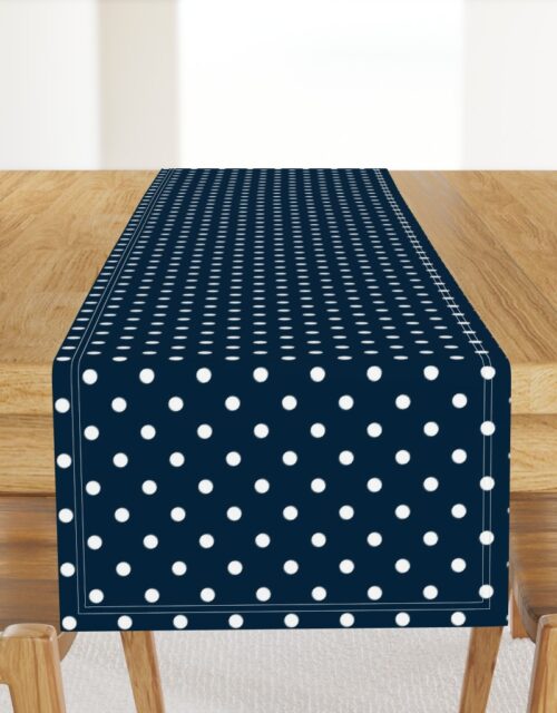 1/2 inch Classic White Polkadots on Navy Blue Table Runner